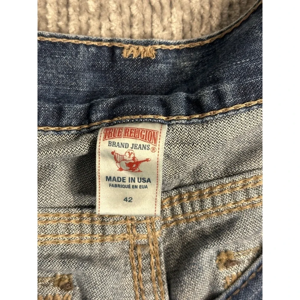 True Religion Jeans Men 42x34 Ricky Big QT Dark Wash Y2K Stitched Denim